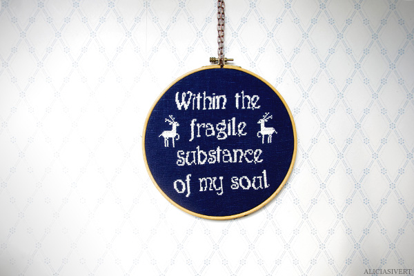 aliciasivert, alicia sivertsson, mumford & sons, within the fragile substance of my soul, roll away your stone, quote, cross stitch, embroidery, needlework, deer, korsstygn, broderi, korsstygnsbroderi, citat, musik, hjort, handicraft, handcraft, craft, crafty, hantverk, handarbete, pyssel