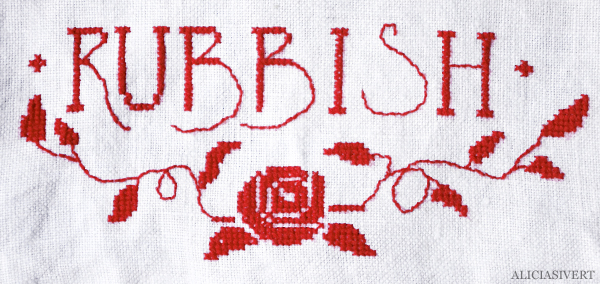 aliciasivert, alicia sivert, alicia sivertsson, modern life is rubbish, saksamlarpåse, blur, for tomorrow, quote, citat, embroidery, broderi, needlework, cross stitch, korsstygn, korsstygnsbroderi, handarbete, embroidered pouch, återbruk, ufo, unfinished object