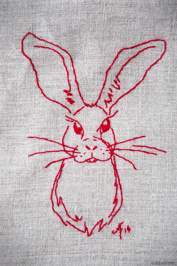 aliciasivert, alicia sivert, alicia sivertsson, saksamlarpåse, broderi, hantverk, handarbete, textil, återburk, embroidery, needlework, handicraft, craft, kanin, hare, rabbit, bunny