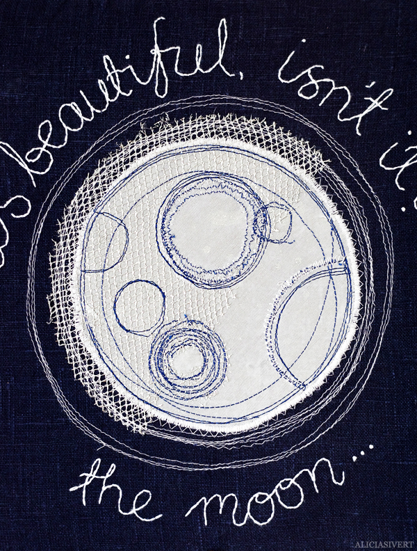 aliciasivert, alicia sivert, alicia sivertsson, monthly makers, magi, harry potter, måne, moon, magic, creativity, kreativitet, skapa, skapande, konst, textil, broderi, applikation, textile, embroidery, citat, quote, craft, ron weasley, it's beautiful isn't it the moon, måne