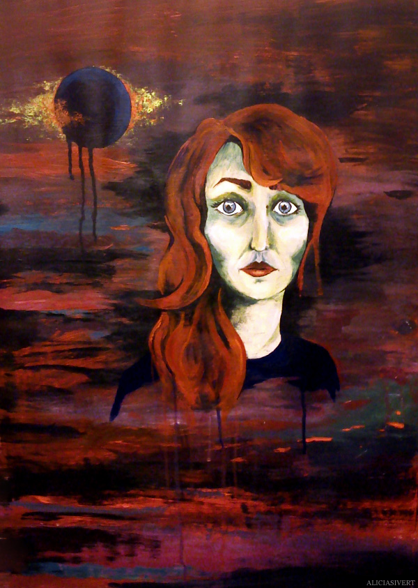 aliciasivert, alicia sivertsson, self portrait, självporträtt, mars, acryl, akryl