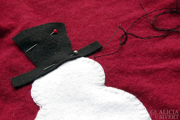 Monthly Makers adventskalender 2015, diy, do it yourself, skapa, skapande, kreativitet, creativity, create, jul, christmas, xmas, julkalender, lucka, lucköppning, aliciasivert, alicia sivert, alicia sivertsson, ugly christmas sweater, fulsöt, ful jultröja, jul, tröja, snögubbe, applikation, broderi, knappar, återbruk, halsduk, hatt, snöflingor