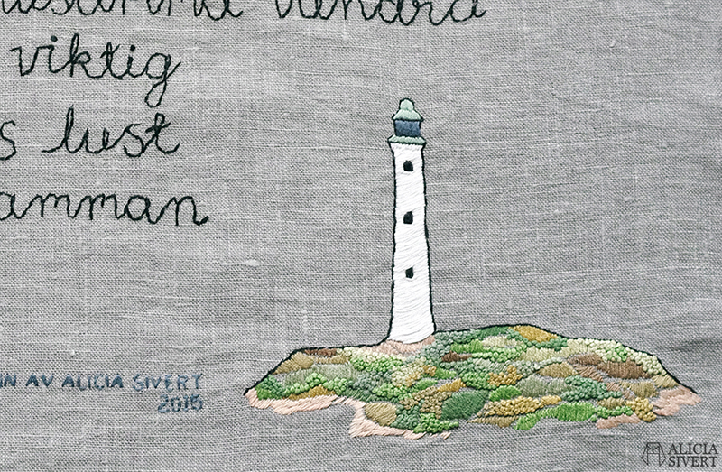 "Höstvisa" (detail) embroidery by Alicia Sivertsson, 2015. Quote by Tove Jansson, 1965.