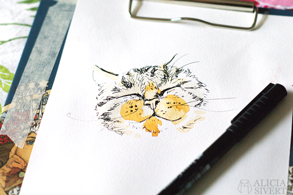 aliciasivert alicia sivertsson skapa skapande kreativitet creativity create akvarell vattenfärg water color water colour watercolor watercolour katt cat