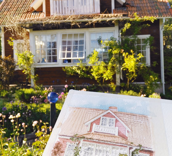aliciasivert alicia sivertsson alicia sivert skapa skapande kreativitet konst måleri måla målning målningar paint painting akvarell akvareller husakvarell hus house vattenfärg water colour water color falurödfärg faluröd färg villa sommar friluftsmåleri friluft måla utomhus beställa beställning present