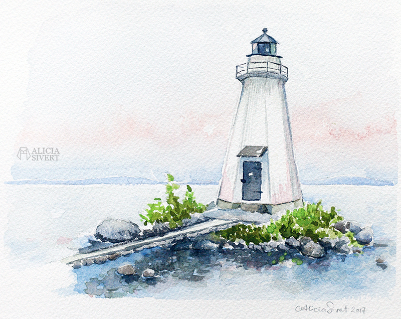 aliciasivert alicia sivert alicia sivertsson måla målning målningar painting paintings konst art akvarell vattenfärg aquarelle watercolour watercolor hus house husakvarell husmålning beställa beställning present lighthouse fyr marin maritimt seaside kust kustmotiv hav sjö sjöar vanäs fyr lighthouse karlsborg fyren