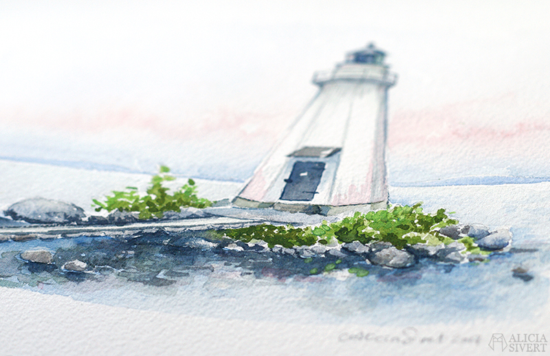 aliciasivert alicia sivert alicia sivertsson måla målning målningar painting paintings konst art akvarell vattenfärg aquarelle watercolour watercolor hus house husakvarell husmålning beställa beställning present lighthouse fyr marin maritimt seaside kust kustmotiv hav sjö sjöar vanäs fyr lighthouse karlsborg fyren