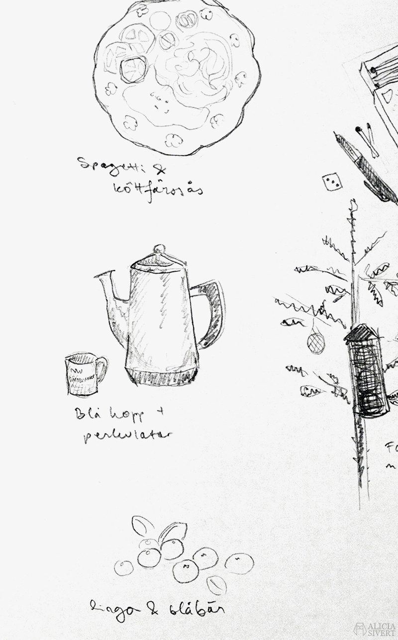 Processbilder från skapandet av Mormors bok - handbunden bok med illustrationer i akvarell, av Alicia Sivertsson - www.aliciasivert.se / bokbinderi binda böcker akvarell illustration illustrationer teckning teckningar skiss skisser beställning beställningar beställa skapa personlig present