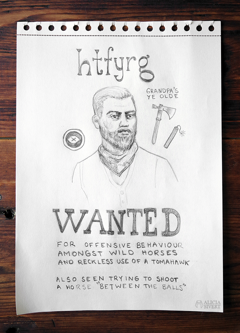 RDR2-teckningar - www.aliciasivert.se // Red Dead Redemption 2 wanted poster drawings
