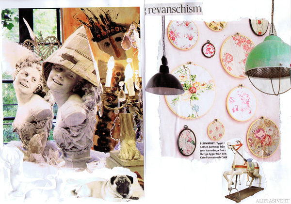 aliciasivert alicia sivertsson collage sköna hem drömhem och trädgård dagens nyheter scrapbook scrap book revanchism mops gunghäst broderi byst tidning hatt pug rocking horse bust paper hat