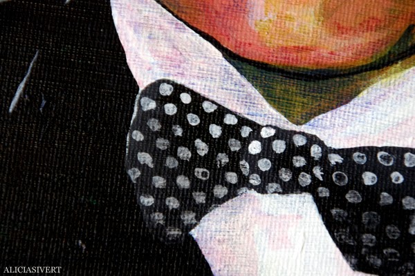 aliciasivert, alicia sivert, alicia sivertsson, andreas, målning, akryl, canvas, acrylic paint, acrylics, portrait, porträtt, man, colours, detail, bowtie, detaljbild, fluga