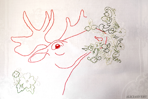 aliciasivert, alicia sivert, alicia sivertsson, embroidery, broderi, needlework, hoop art, textile art, textilkonst, textil konst, älg, elk, moose, återbruk