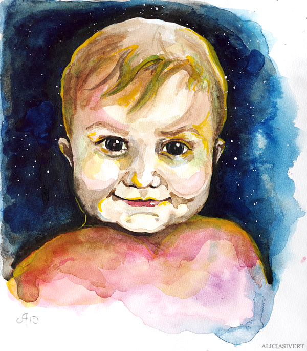 aliciasivert, alicia sivert, alicia sivertsson, porträtt, akvarell, aquarelle, vattenfärg, water colour, watercolor, watercolour, water color, tage, porträtt, portrait, painting, målning, barn, child