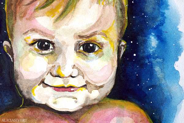 aliciasivert, alicia sivert, alicia sivertsson, porträtt, akvarell, aquarelle, vattenfärg, water colour, watercolor, watercolour, water color, tage, porträtt, portrait, painting, målning, barn, child