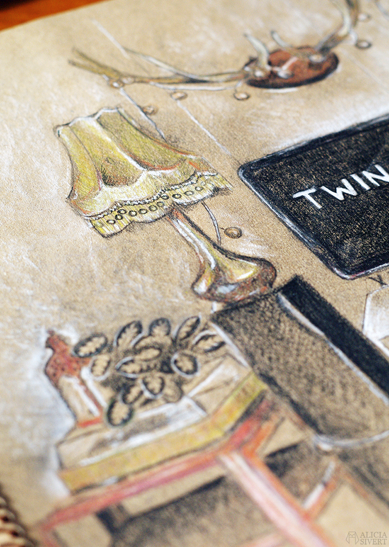 Monthly Makers september/inredning: illustration av vårt vardagsrum