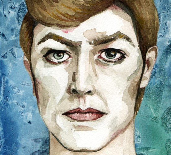 "Starman", David Bowie water colour portrait by Alicia Sivertsson, 2016. aquarelle, akvarell, water color, colour, porträtt, måla, målning, creativity, kreativitet, skapande, skapa, måla varje vecka, måla en sak i veckan, vattenfärg, artist, musiker, musician, homage