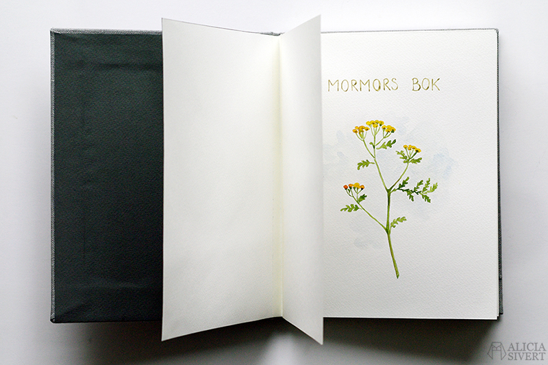 Mormors bok - handbunden bok med illustrationer i akvarell, av Alicia Sivertsson - www.aliciasivert.se / Renfana