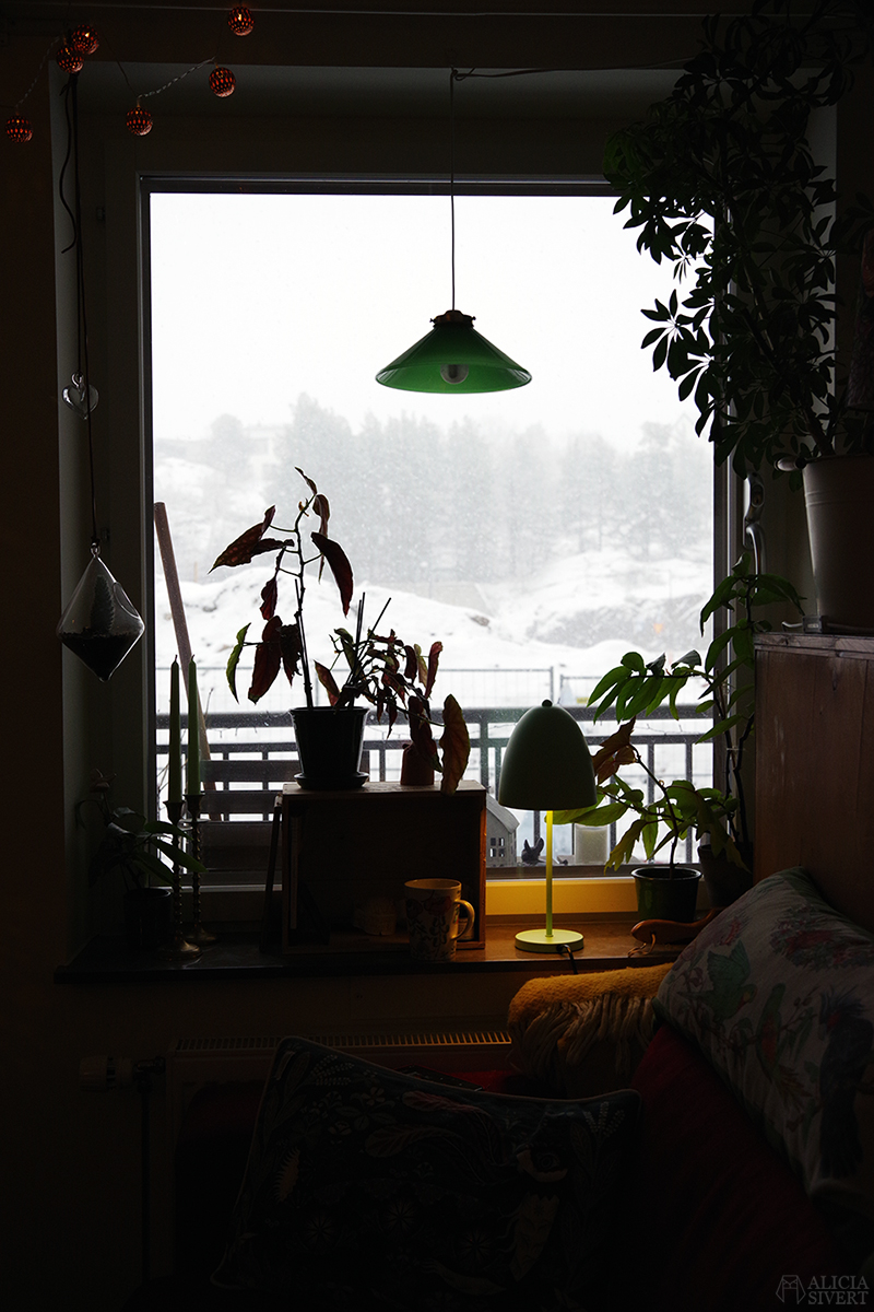 Vardagsrumsfönstret en vinterdag, foto av Alicia Sivertsson - www.aliciasivert.se