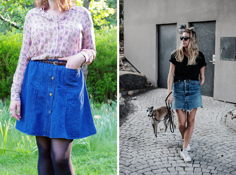 Återbruka kläder - www.aliciasivert.se // återbruk sy om diy gör om klipp jeanskjol jeans kjol fransar