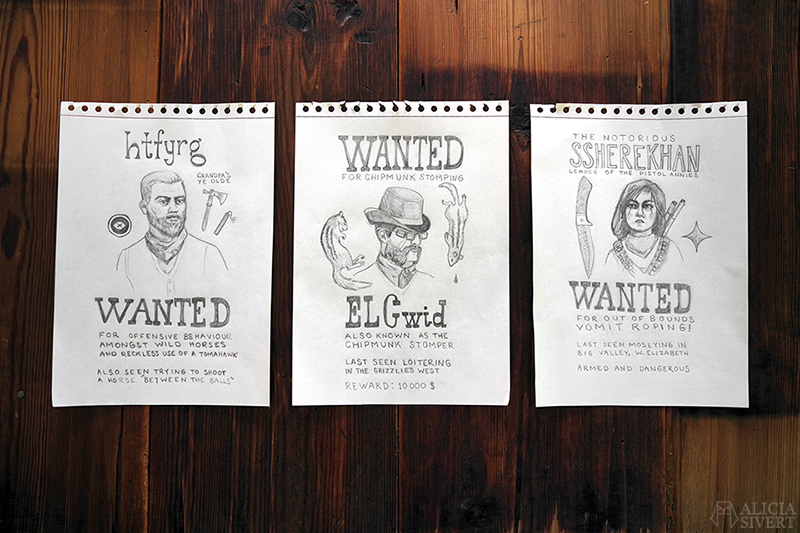 RDR2-teckningar - www.aliciasivert.se // Red Dead Redemption 2 wanted poster drawings